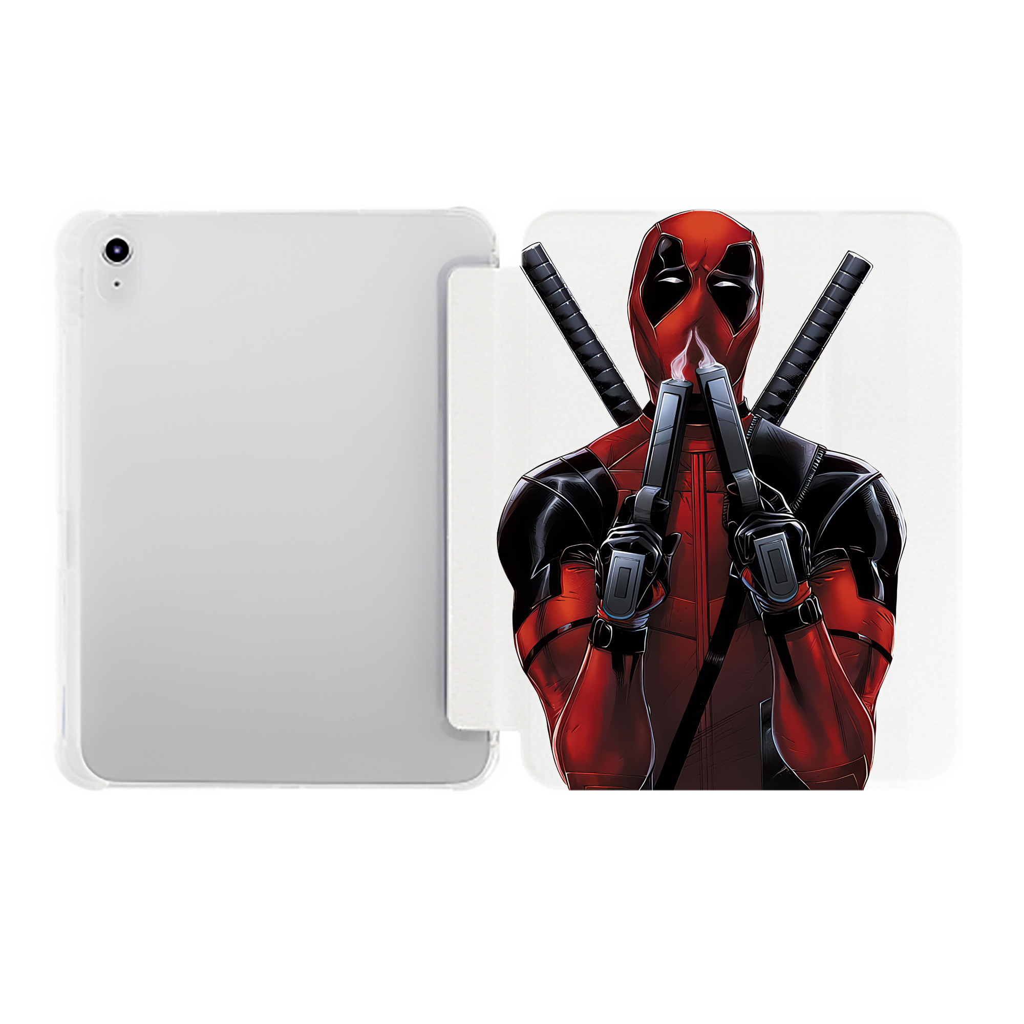 （画像用） Deadpool デッドプール IPad ケース ペン収納付き 三つ折りスタンド PUレザー×シリコン 対応機種9.5/10.5/10.9インチ